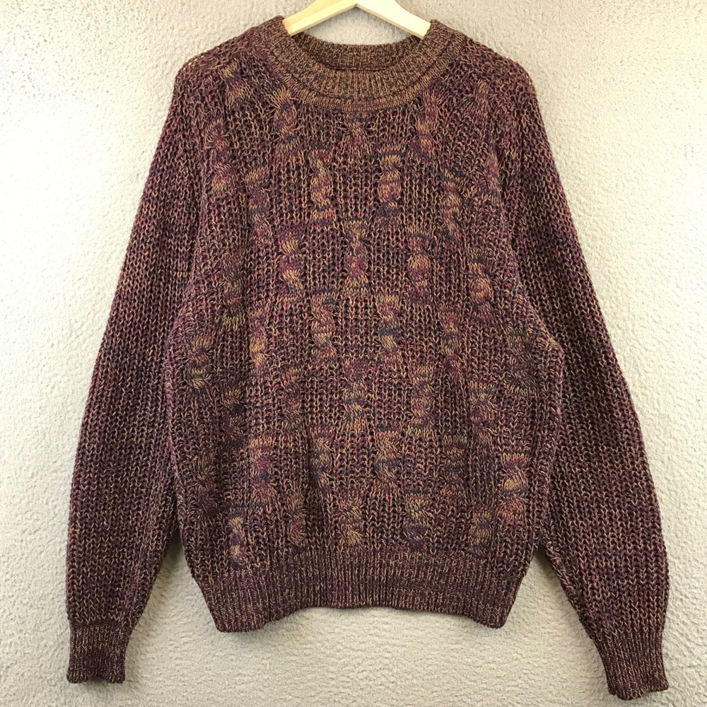 Vintage J. RIGGINS Mens Multicolor Textured Knit Sweater Size‎ S
